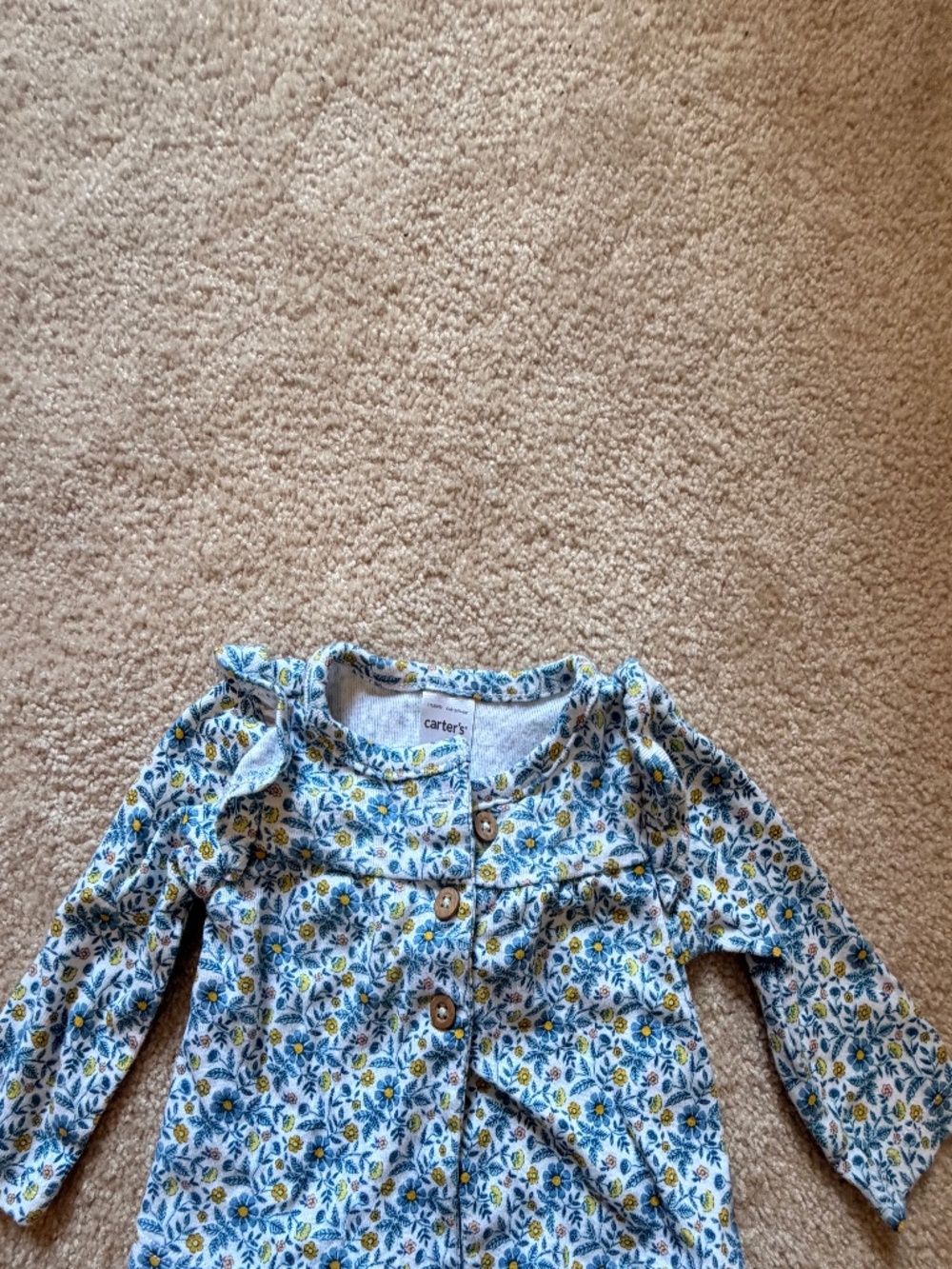 Carter’s Baby Girl NB Floral Peplum Top Long Sleeve Button Front Cotton
